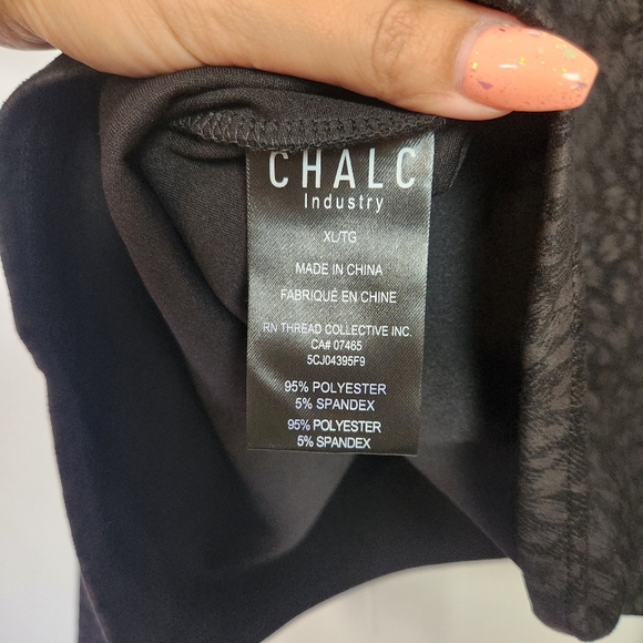 CHALC Black Gray Animal Print Open Front Draped Stretch Blazer Jacket Size XL - Picture 10 of 10